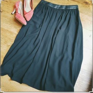 Express midi skirt with faux leather waistband